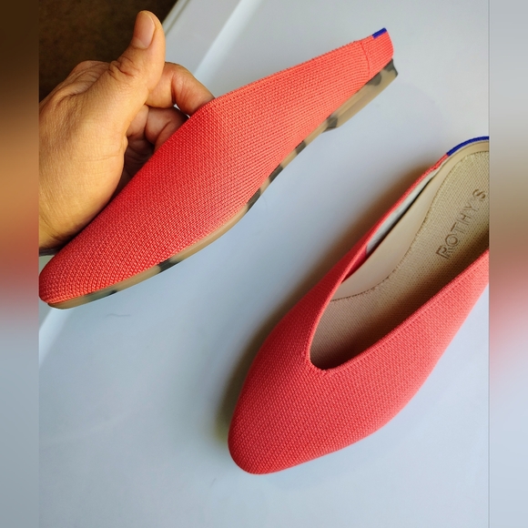Rothy's women's the almond demi in vibrant melon super comfortable slip-on flats - Picture 7 of 13